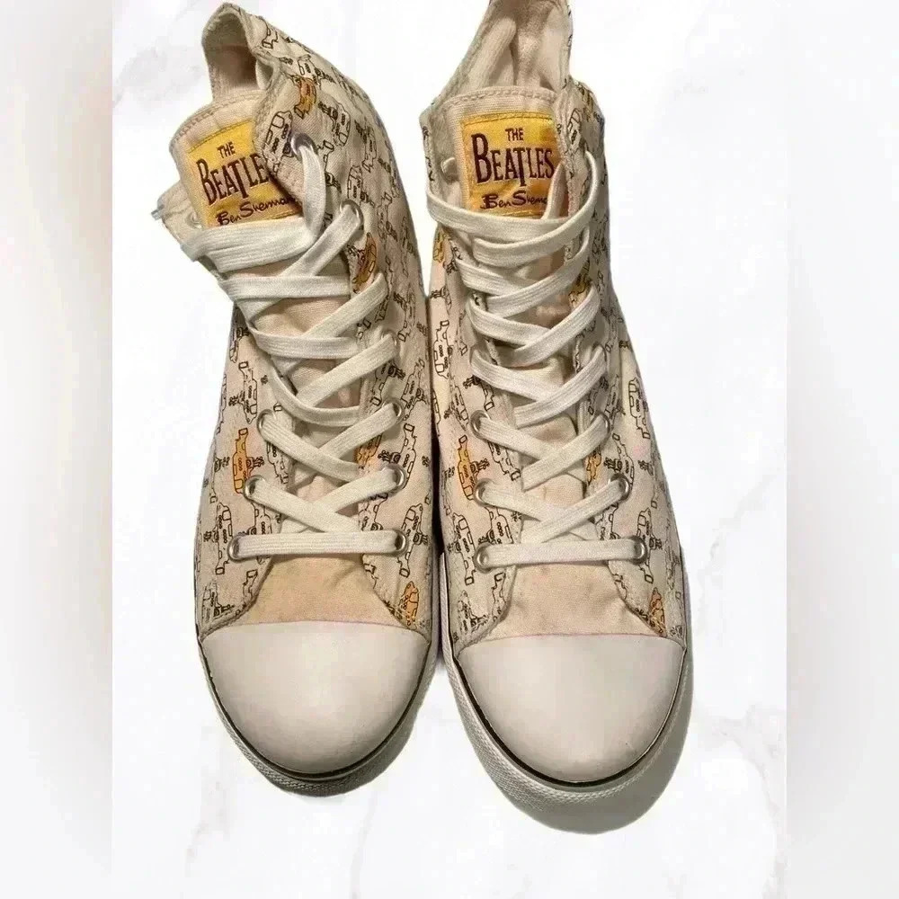 Ben Sherman x Beatles yellow and cream laceup ankle casual  sneakers 12